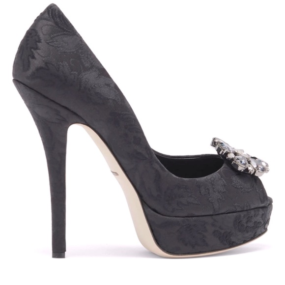 New Dolce & Gabbana Embellished Peep Toe Stiletto Platform Sandal - Picture 2 of 5